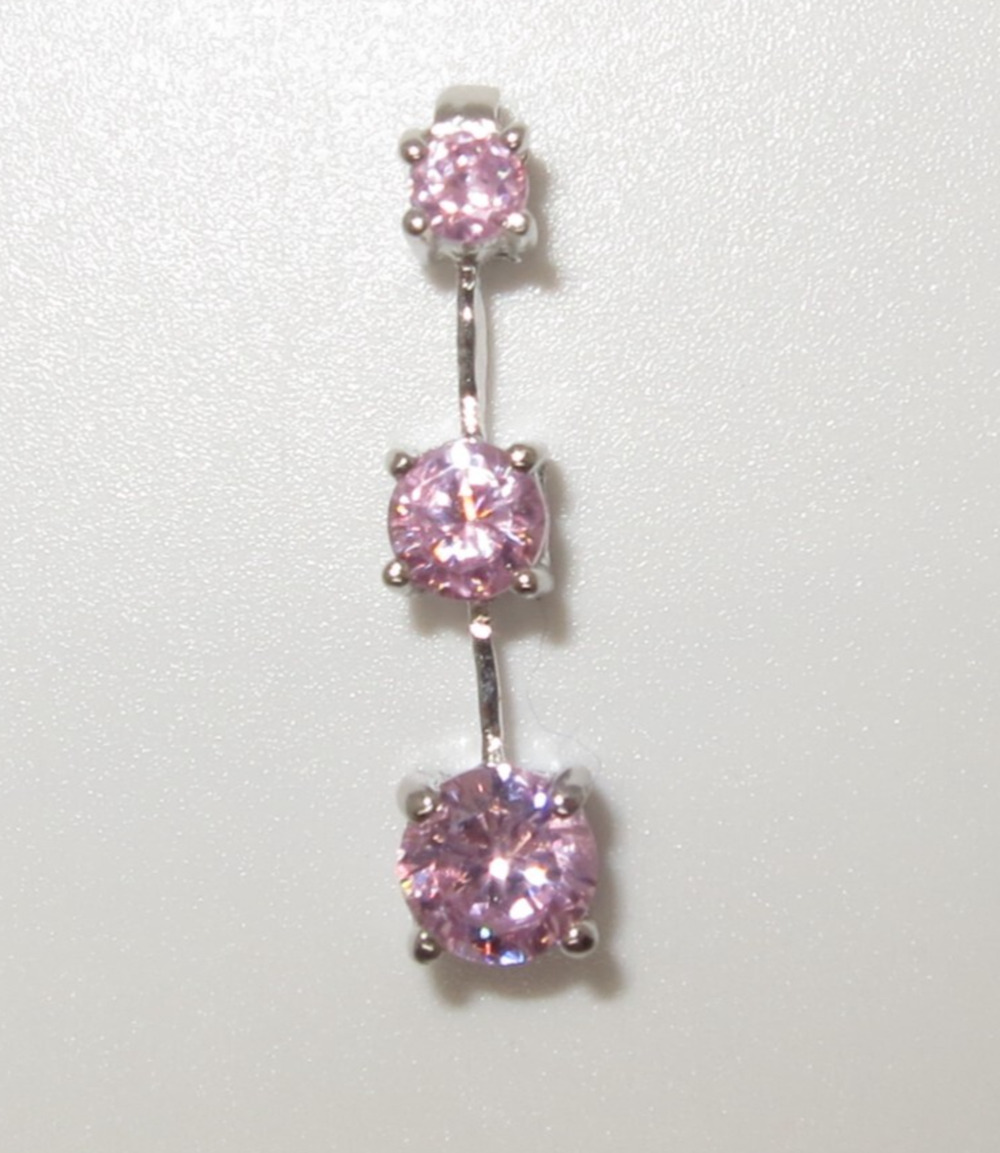 Vintage Sterling Silver Pink CZ Stones Pendant Dainty 925